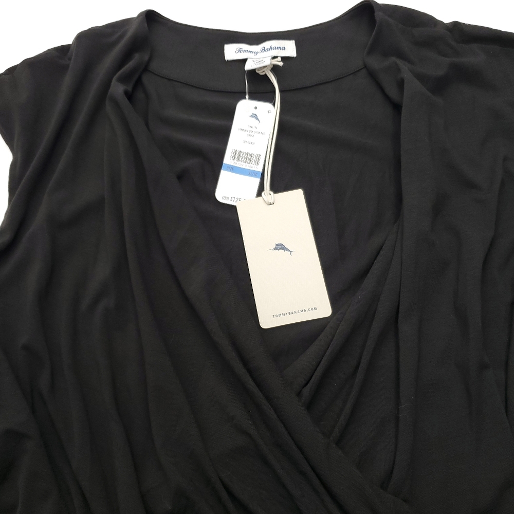 Tommy Bahama Tambour Side Gathered Stretch Black Dress Womens Size XL - Picture 8 of 11